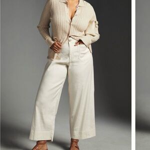 Anthroplogie Maeve Colette Cropped Wide Leg Linen Pants Size 20W